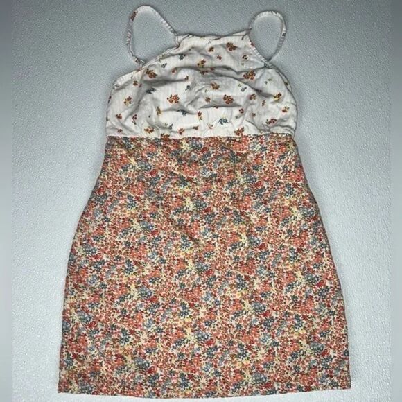 American Eagle White Orange Floral High Neck Mini Dress Size XS NWOT - Picture 3 of 10